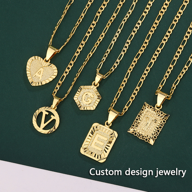 Custom Design Jewelry Women Alphabet Pendant Necklace a to Z 18K Gold Plated Jewelry Initial Letter Custom Name Necklace Fashion