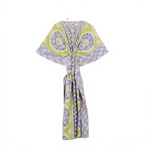 Conjunto de 2 Piezas de Kaftán de Playa para Mujer, 100% Algodón Puro, Vestido Largo Maxi para Todas las Temporadas, Túnica de Playa, Talla Única - Product Image 1