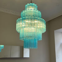 Lustre en verre Murano vintage français de luxe, hôtel, villa, salon, chambre à coucher, lampe suspendue moderne en fer fantaisie