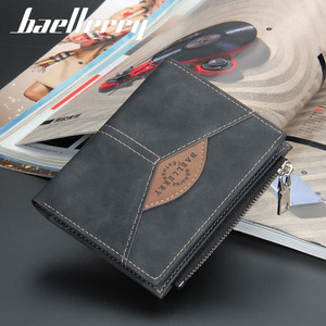 Baellerry Men's Short <b>Wallet</b> PU Leather Vertical Multi Card Slot Zipper Bill <b>Holder</b> Fashion Geometric Pattern - Product Image 3