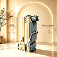 Ensemble de 5 pièces pour Pilates Reformer pour femmes, Reformer Cadillac de luxe en érable et noyer pliable pour la maison, lit de base avec résistance réglable pour studio