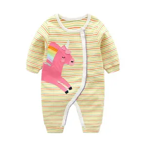 Mode Baumwolle Baby Stoff Neugeborene Kleidung Stram pler Baumwolle Säuglings bekleidung Pullover Langarm Custom Baby Stram pler