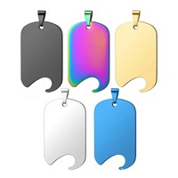 Nouveau Collier Pendentif Rectangulaire en Acier Inoxydable Style Militaire avec Porte-Badge d'Identification et Décapsuleur pour Hommes
