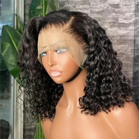Perruque Bob Courte Ondulée 13x6 en Cheveux Humains, Perruques Lace Front Bouclées pour Femmes Noires, Perruques Bob Courtes en Cheveux Humains de 14 Pouces, Densité 180%
