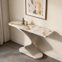 Console d'entrée de style italien moderne et minimaliste, avec plateau en pierre frittée et métal, de haute qualité, pour couloir, étagère décorative de luxe