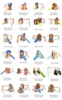 Ensemble de jeu de la Grande Muraille Équipement de jeu extérieur pour enfants Filet d'escalade 6-en-1 Cadre d'escalade en bois