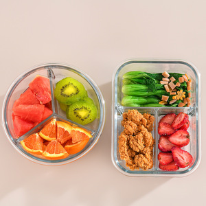 Round square Glass Lunch Box Can Be Microwave Heated Special <strong>Bowl</strong> Office Food Grade Fresh-keeping Bento Lunch Box <strong>with</strong> <strong>Lid</strong> - Product Image 2