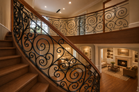Escalier en colimaçon à marches courbes sur mesure en chêne rouge pour l'intérieur d'une villa