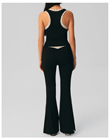 Ensemble de Pilates personnalisé à pois, débardeur colorblock et leggings évasés taille haute, vêtements de sport pour femme, Ropa Deportiva Mujer