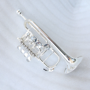 <span class=keywords><strong>Trompeta</strong></span> Profesional Modelo 4 con Válvulas Rotatorias de Latón Plateado, <span class=keywords><strong>Trompeta</strong></span> Piccolo BB/A para Principiantes, Instrumento Musical - Product Image 1