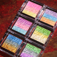 Fard à paupières effet caméléon à rayures verticales dégradées arc-en-ciel, haute pigmentation, maquillage des yeux scintillant à changement de couleur, en promotion