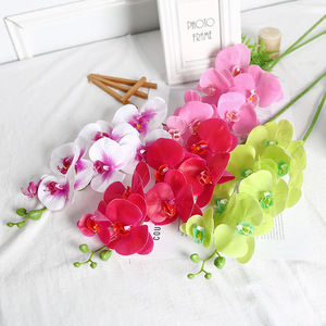 ดอกกล้วยไม้ฟาแลนนอปซิสประดิษฐ์ ลิชาว 7 หัว ก้านเดี่ยว ทำจาก PVC สำหรับตกแต่งงานแต่งงานและบ้าน ใช้ซ้ำได้ - Product Image 1