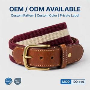 <span class=keywords><strong>Ceinture</strong></span> en cuir véritable brodée sur mesure avec boucle en laiton, fabrication OEM/ODM pour le golf - Product Image 1
