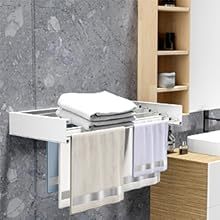 Stendibiancheria singolo pieghevole e rimovibile in alluminio a 5 livelli 80/40, montabile a parete, salvaspazio per soggiorno, bagno, scarpe - Product Image 5