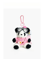 Porte-clés en peluche panda unique, accessoire de guitare, pendentif de sac panda en pull noir créatif, jouet en peluche de luxe, porte-clés lunettes