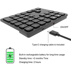 Rechargeable BT Wireless Mini Numeric Keypad <b>Keyboard</b> 36 Keys <b>USB</b> Type-C Data Entry in Stock - Product Image 5