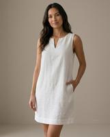 Robe mini en lin sans manches OEM ODM avec poches, fabriquée sur commande en lin européen