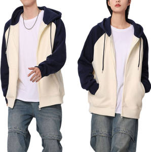 Venta al por mayor de gran tamaño peso pesado en blanco Zip up Hoodie personalizado de alta calidad 100% algodón Tallas grandes Unisex manga raglán cremallera sudaderas con capucha - Product Image 2