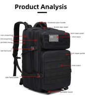 Vente en gros Sac à dos tactique 45L Sac à dos tactique Molle avec logo personnalisé Sac à dos tactique avec doublure Oxford à motif camouflage pour les voyages