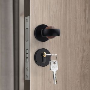 Manija de puerta de madera con diseño personalizable, juego de pomo y manija de puerta simétricos para el hogar, barras de tracción de seguridad con mecanismo de palanca de madera - Product Image 6