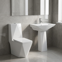 Ensemble WC monobloc élégant avec chasse d'eau double, installation au sol, incluant cuvette en céramique blanche