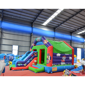 Casa de Juegos Inflable Colorida Estilo <span class=keywords><strong>Cabaña</strong></span> con Tobogán, <span class=keywords><strong>Castillo</strong></span> Inflable Comercial para Niños, Combinación de Juegos para Fiestas en <span class=keywords><strong>el</strong></span> Patio Trasero - Product Image 2