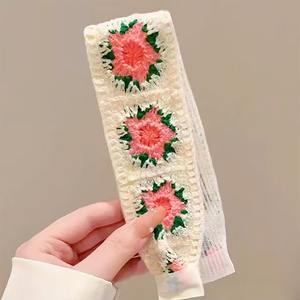 Coloré Crochet Fleur Broderie Bandeau pour Femmes Fille Tricoté Large Bandeau Frange Titulaire Accessoire Vacances Hawaïen Cadeau - Product Image 4