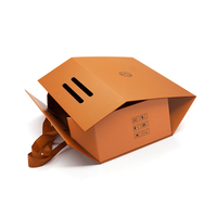 Boîte-cadeau pliable avec poignée orange et logo personnalisé, vente en gros de vêtements, emballage rigide portable de luxe pour vêtements de mode