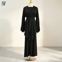 Ensemble haut à manches lanternes en satin et robe intérieure sur mesure OEM, vêtements modestes musulmans, fabricant en gros
