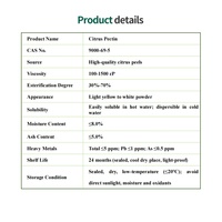Poudre de pectine d'extrait de zeste d'agrumes pure, matière première de qualité alimentaire pour l'alimentation et les boissons