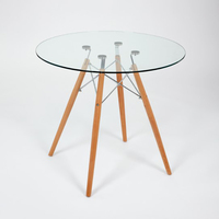 Meuble de salle à manger moderne en bois, table de salon moderne en bois, table à thé, table basse ronde en verre, bon marché