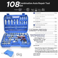 Ensemble d'outils de réparation automobile professionnel de 216 pièces, clés à cliquet en acier au chrome-vanadium, douilles pour voitures, clés combinées, boîte à outils