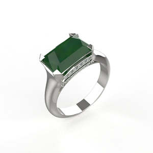 Faux <b>Emerald</b> <b>Silver</b> Diamond <b>Ring</b> For Girls &amp; Women - Product Image 3