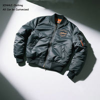 Özel Logo Baskılı Denim Erkek Klasik MA-1 Bomber Ceket Dolgulu Kışlık Pilot Ceket Zeytin Yeşili Su Geçirmez Üniversite Ceketi