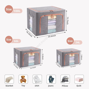 Cajas de Almacenamiento de Ropa al por Mayor - Juego de Contenedores Organizadores Plegables y Apilables con Ventana y Asas de Transporte, Marco Metálico - Product Image 5