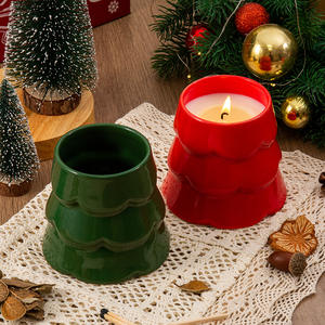 Porte-bougie en céramique en forme de sapin de Noël, tasse vide, fabrication artisanale, pour décoration de Noël, cadeau, logo personnalisable, couleur, emballage - Product Image 3