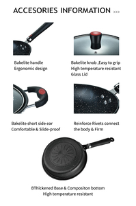 Bộ nồi chảo 4 món bằng thép carbon chống dính dày, bền, kèm nắp kính - Product Image 3