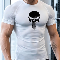 T-shirt de compression pour homme, séchage rapide, respirant, haute élasticité, anti-transpiration, avec imprimé crâne original pour la salle de sport