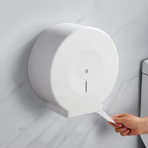 Porte-papier toilette rond mural avec étagère pour téléphone, distributeur de papier pour salle de bain moderne, design minimaliste en plastique - Product Image 6