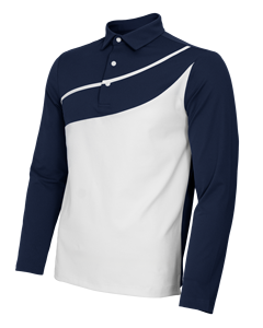 Polo à manches longues pour homme, design color block personnalisé, chemise de sport décontractée pour le golf avec panneau contrastant et col rabattu - Product Image 3