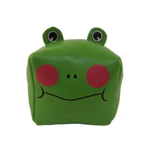 Brinquedo de pelúcia cubo PU barato por atacado tamanho pequeno pode personalizar cor verde forma de sapo animal para crianças