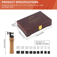 Kit de serrage pour bagues Boasta avec 9 collets interchangeables, taille US 2-14, outil de maintien de bagues à manche en bois, ensemble de fabrication DIY