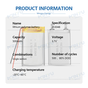 An toàn cao 3.7V/500mAh Pouch pin <span class=keywords><strong>Lithium</strong></span> ion có thể sạc lại nhỏ người tiêu dùng điện tử mô hình 353048 - Product Image 2