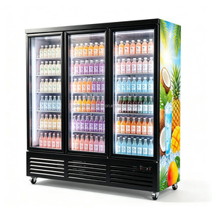 Réfrigérateur de présentation à 3 portes vitrées pour usage commercial, avec compresseur basé sur le dessous, armoire de réfrigération commerciale - Product Image 1