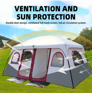 Tenda da campeggio per famiglie grandi 210T per 10 persone 2 camere 1 soggiorno resistente in tessuto Oxford tetto apribile all'aperto per la <span class=keywords><strong>vista</strong></span> del cielo chiaro - Product Image 3