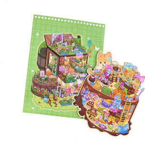 Paquete de 20 Hojas de Pegatinas de Paisajes en Miniatura, Maravillosa Ciudad 4.0, Casas Visuales en 3D, Decoración Infantil para las Fiestas - Product Image 1