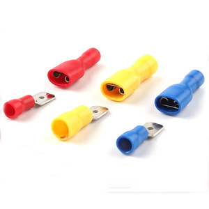 FDFD Series Male and Female Fully Insulated Cold Press Spade <b>Terminal</b> Connector AWG12-10 Brass Insulated Butt <b>Terminal</b> - Product Image 4