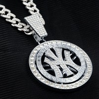 Accessoires de mode européens et américains, pendentif rotatif en forme de lettre N, alliage de zinc, chaîne à maillons en cristal de strass, tendance unisexe