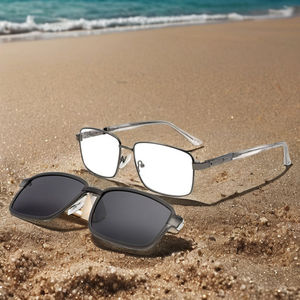 แว่นตาโลหะสีน้ำเงินคลาสสิกแว่นกันแดดโพลาไรซ์ทรงสี่เหลี่ยมขนาดใหญ่เลนส์ออพติคอลแบบทึบ - Product Image 5