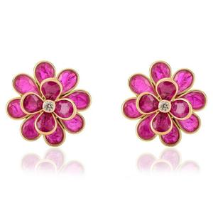 Natural Pink Sapphire & <b>Diamond</b> <b>Earrings</b> | 3x2mm & 5x3mm Oval Pink Sapphire 5.10 Ct | 1.80mm Round <b>Diamonds</b> Fine Jewelry - Product Image 4
